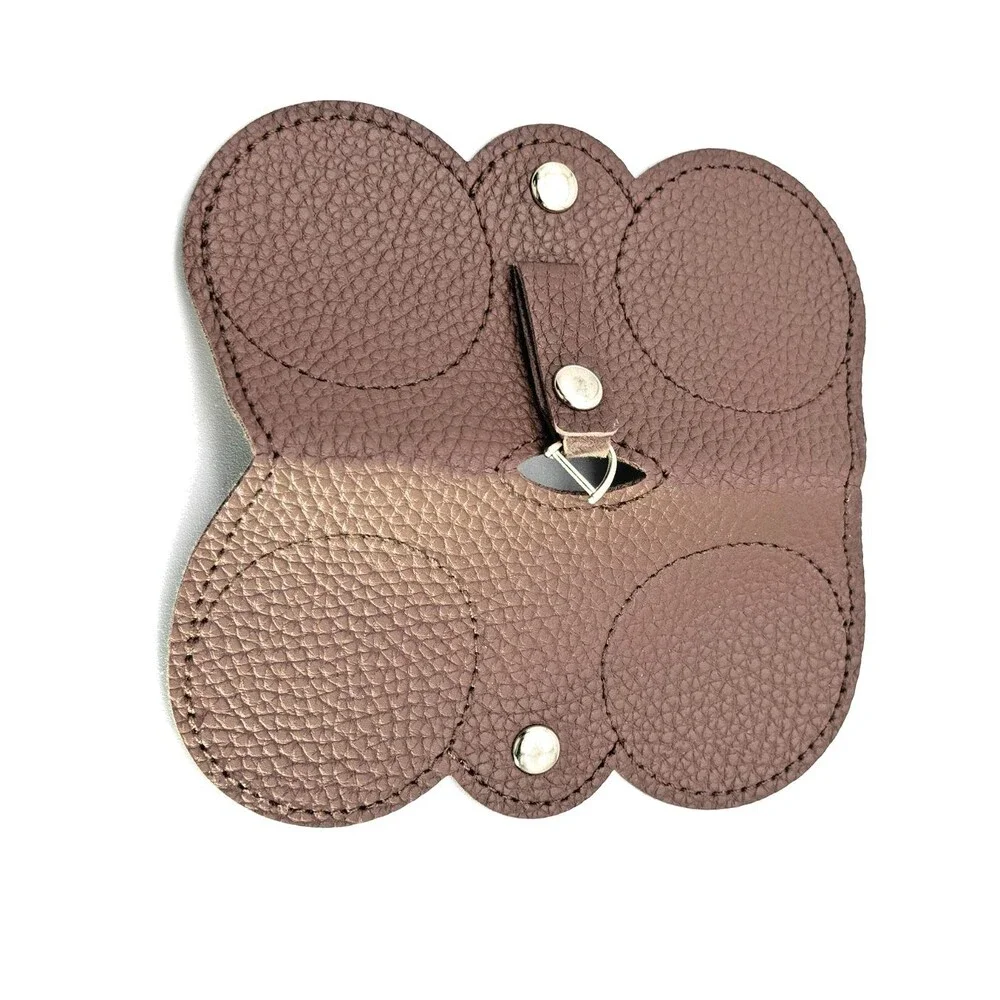 Folding Eyeglass Holder Case Compact Glasses Protector Travel Brown